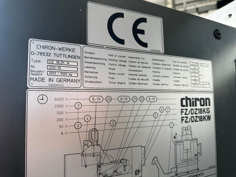 Centro de mecanizado CNC de alta velocidad Chiron DZ18.2K W BA2317, usado